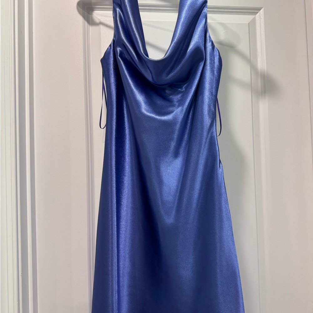 Elegant Blue Satin Dress